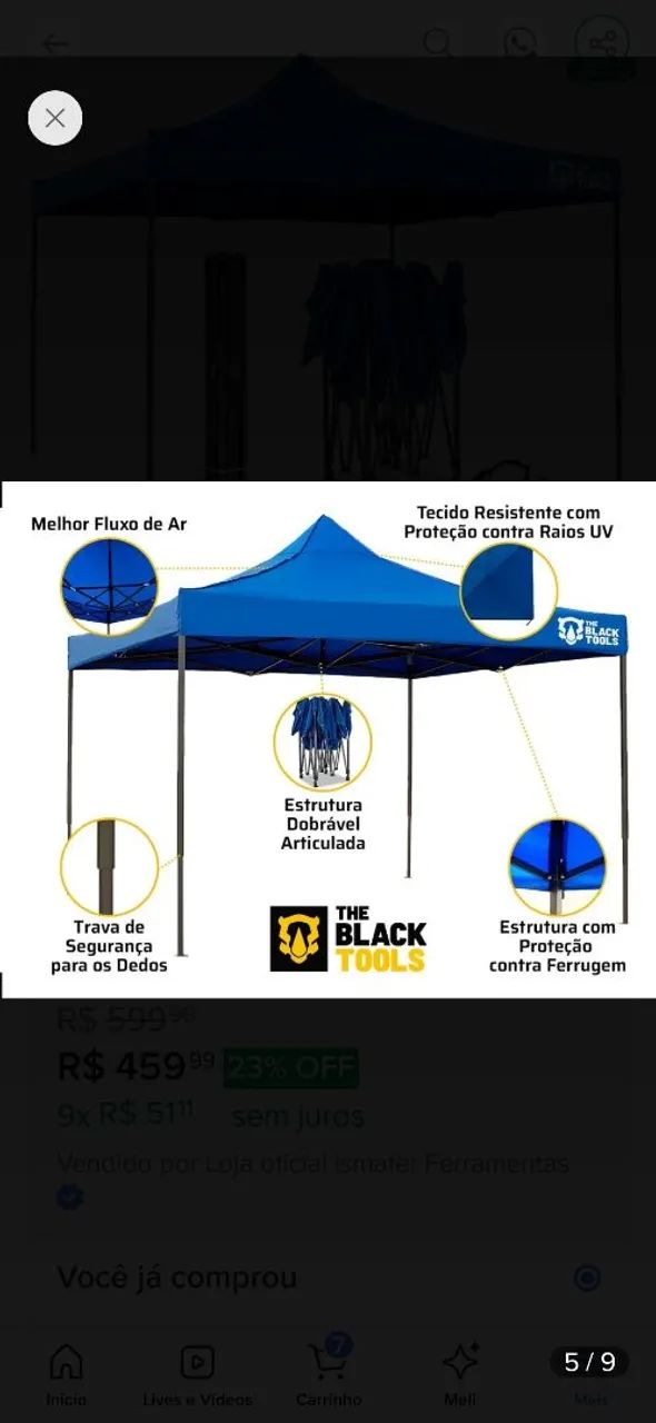 Tenda sanfonada nova nunca usada - Foto 4