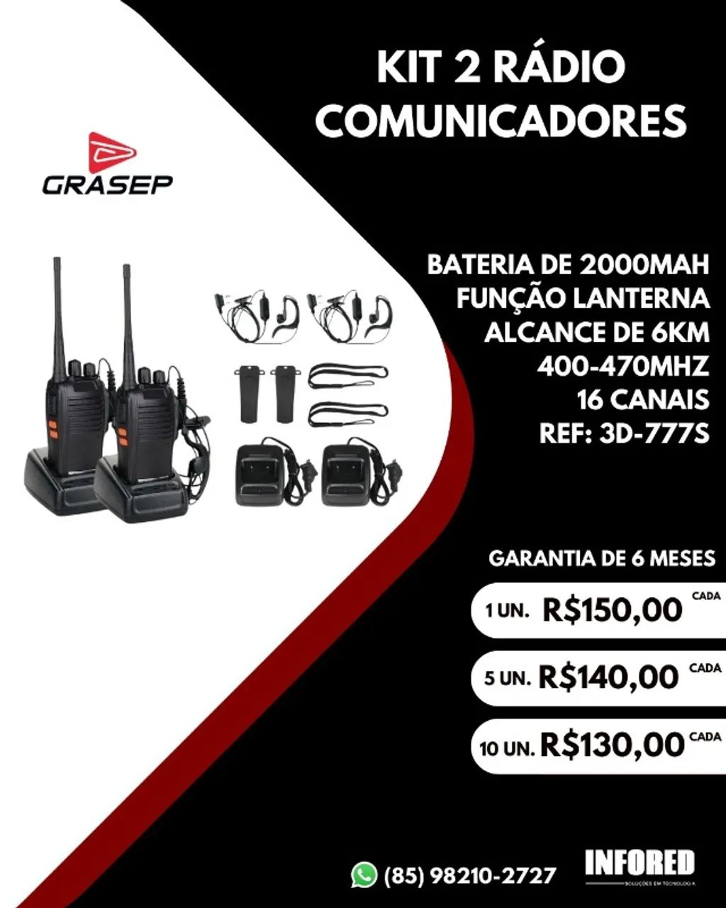 Kit 2 rádio comunicadores Grasep 3D-777S