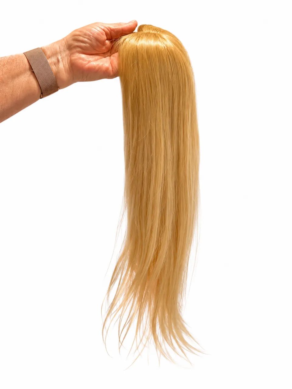 Aplique Tic Tac Topo De Cabeça Cabelo Humano Loiro Liso - Foto 3