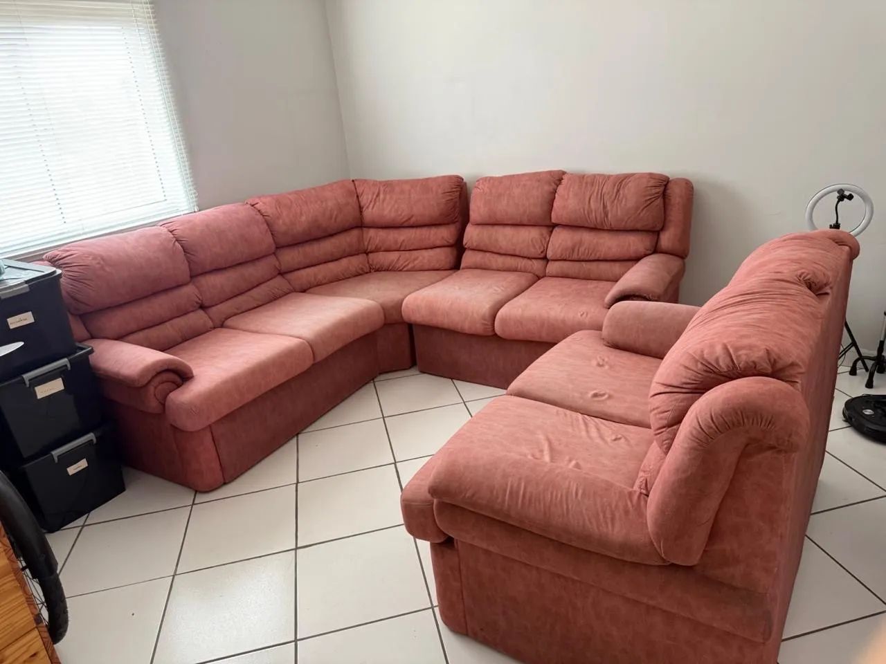 Sofá com 7 lugares salmão