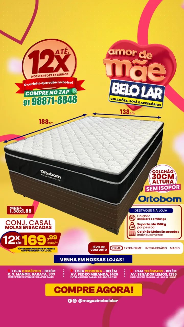 Cama Casal Molas Ensacadas Ortobom 