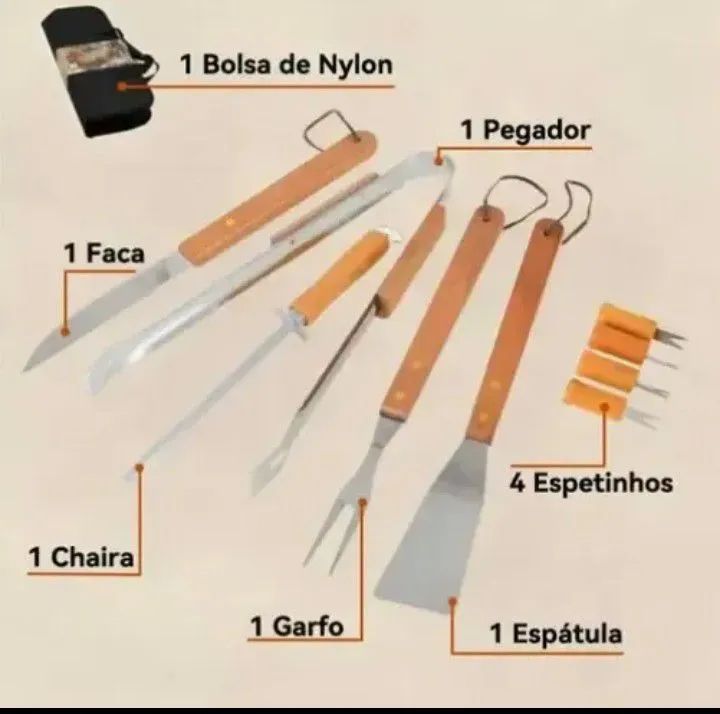 Kit Churrasco 360 de aço inoxidável com 10 peças  - Foto 5