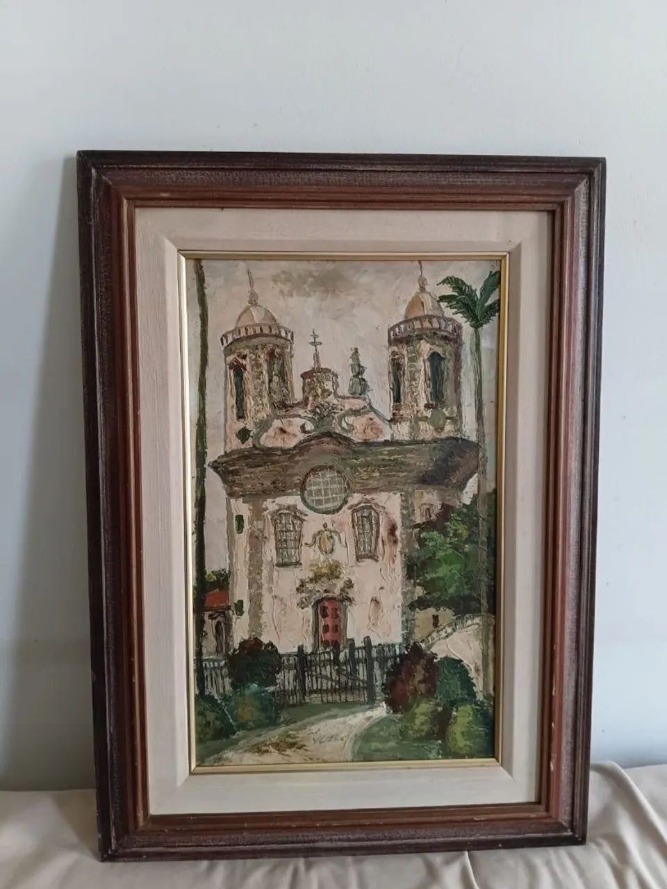 Quadro a óleo sobre tela "Igreja Colonial"