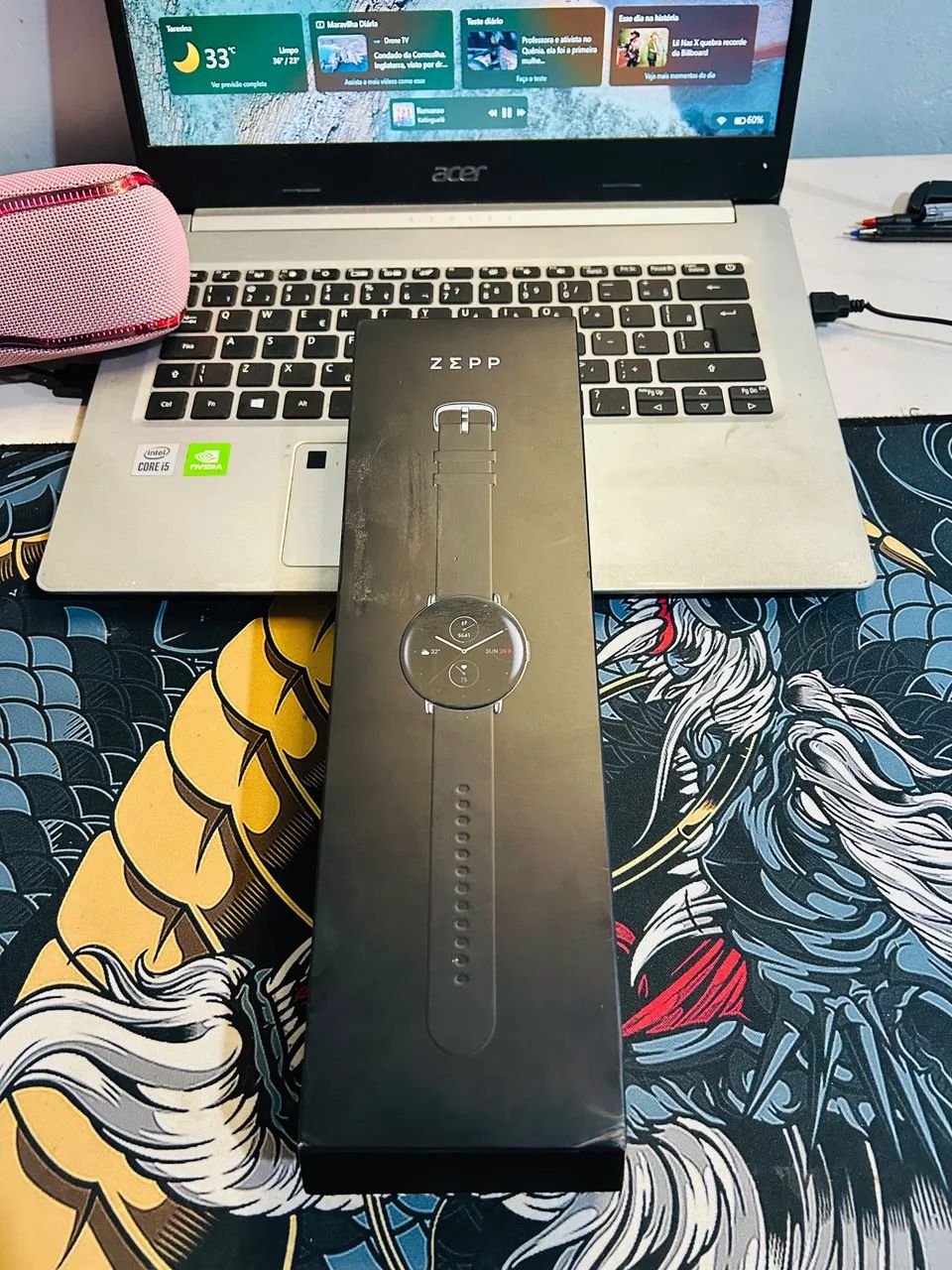 Smartwatch Zepp E Circle 42mm AMOLED Preto Bluetooth Android iOS A1936 - Foto 3