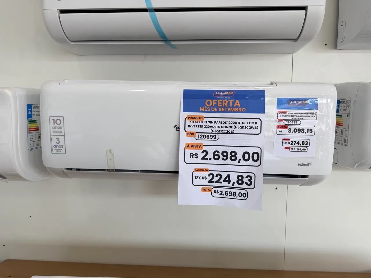 Kit split elgin parede 12.000 BT inverter