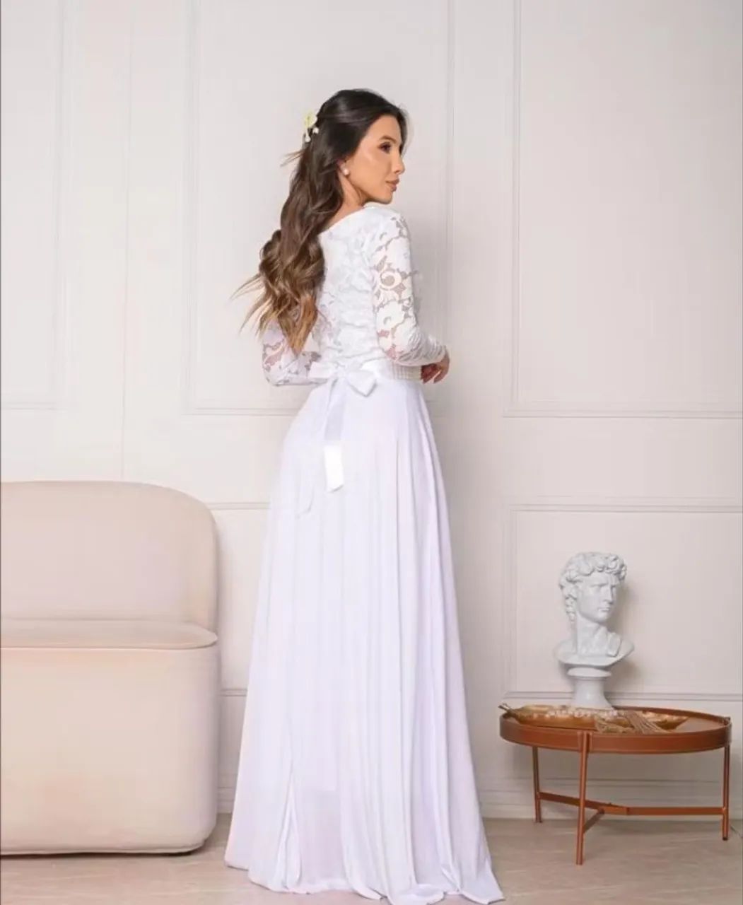 Vestido de casamento - Branco com renda 