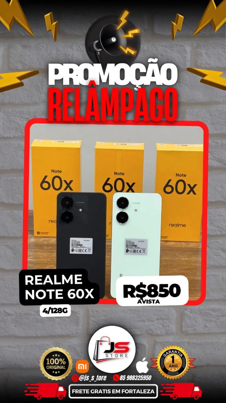 realme note 60x 4/128g em oferta