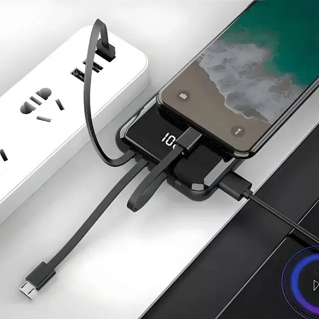 Carregador Portátil Power Bank Turbo Bateria 10000mah Por Indução C/ 4 Cabos Universal - Foto 4