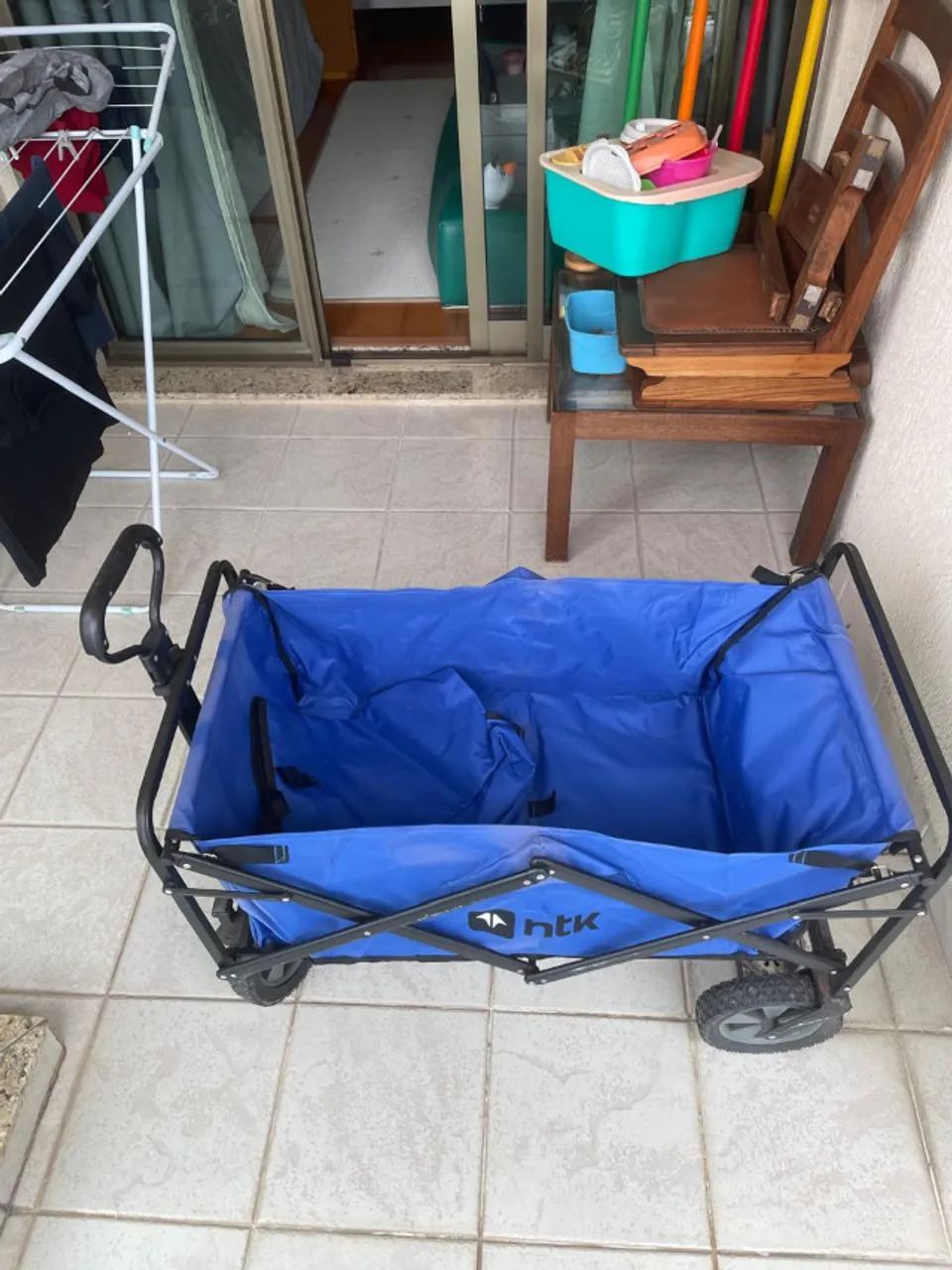 Carrinho Dobrável Nautika Wagon Azul 80kg Rodas Ergonomicas 117cm