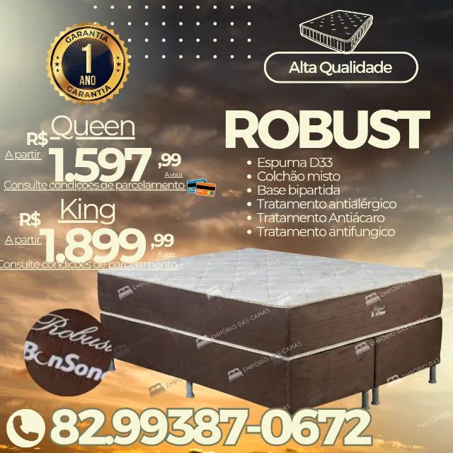 Cama queen ou king espuma D65 ortopédico,  D33 e D33 premium Base bipartida  e colchão  - Foto 2