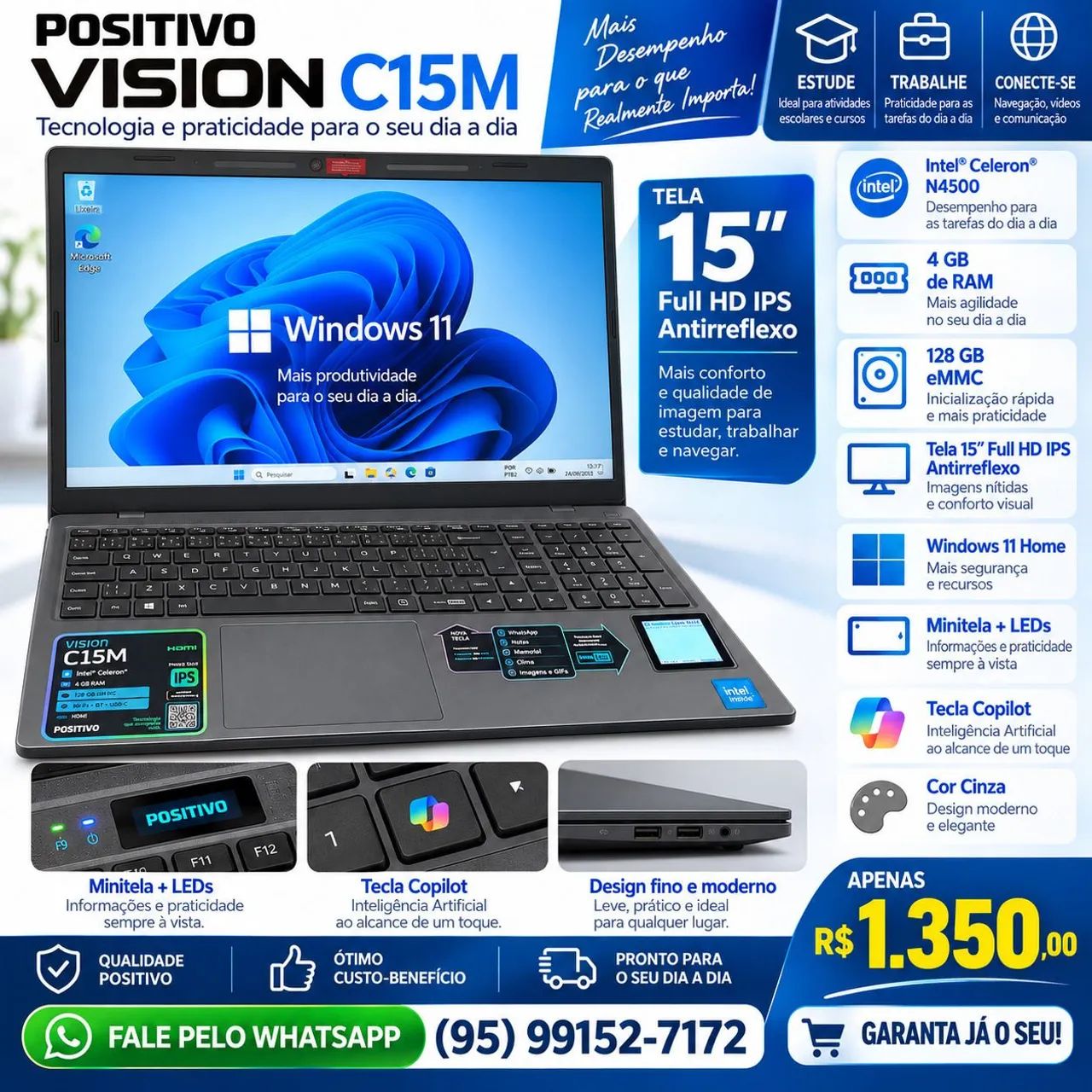 NOTEBOOK POSITIVO VISION C15M - NOVO - Foto 3