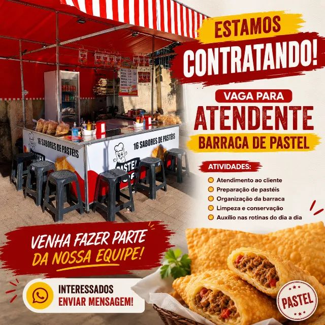 Vaga para Atendente - Barraca de Pastel