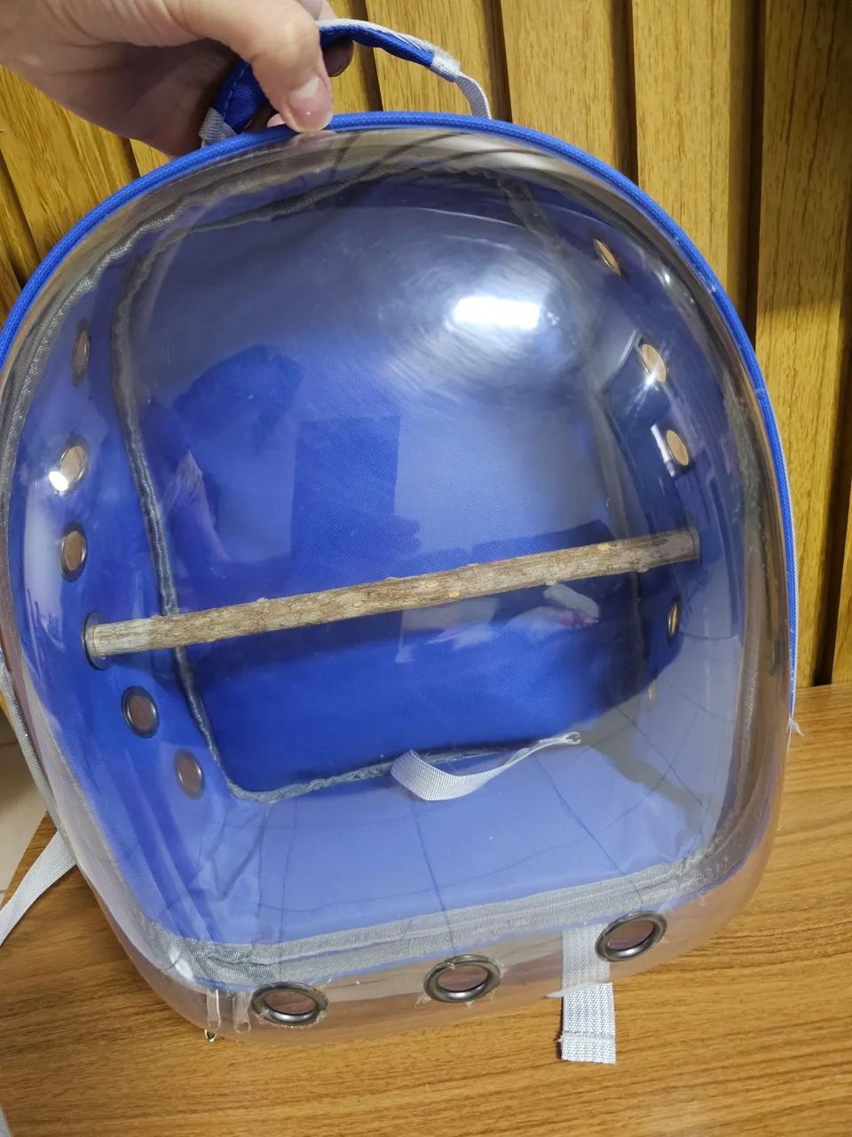MOCHILA, BOLSA DE TRANSPORTE PARA CALOPSITA E AVES COM POLEIRO.