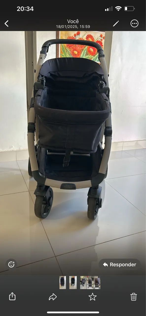 Carrinho de bebê com bebê conforto  - Foto 4