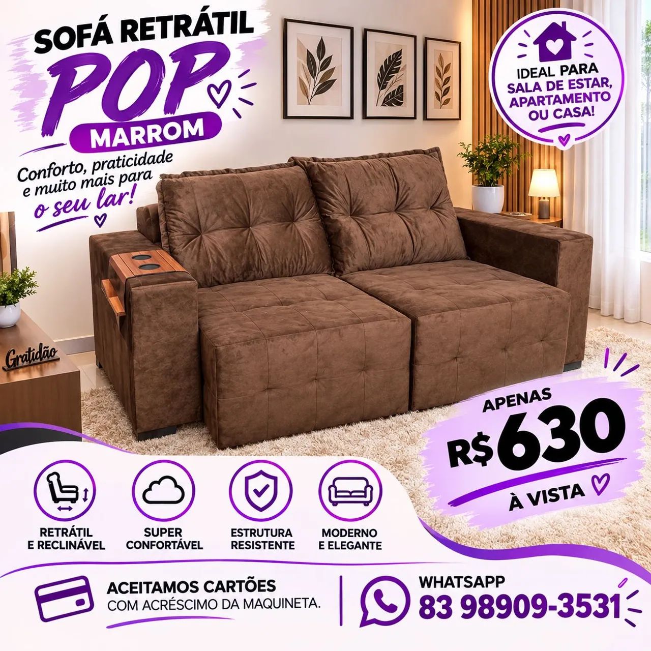 Promoção de sofá retrátil pop novo direto de fábrica. - Foto 3