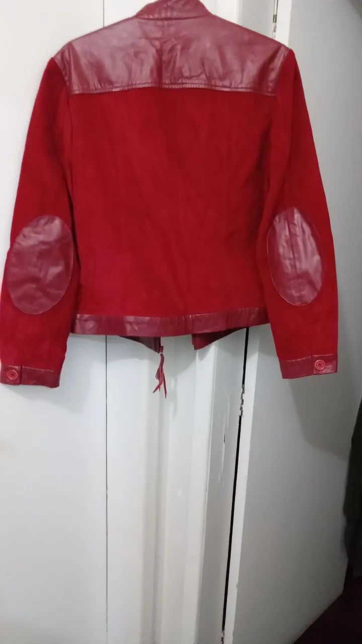 Jaqueta  em couro  e veludo  vermelho 42 - Foto 3