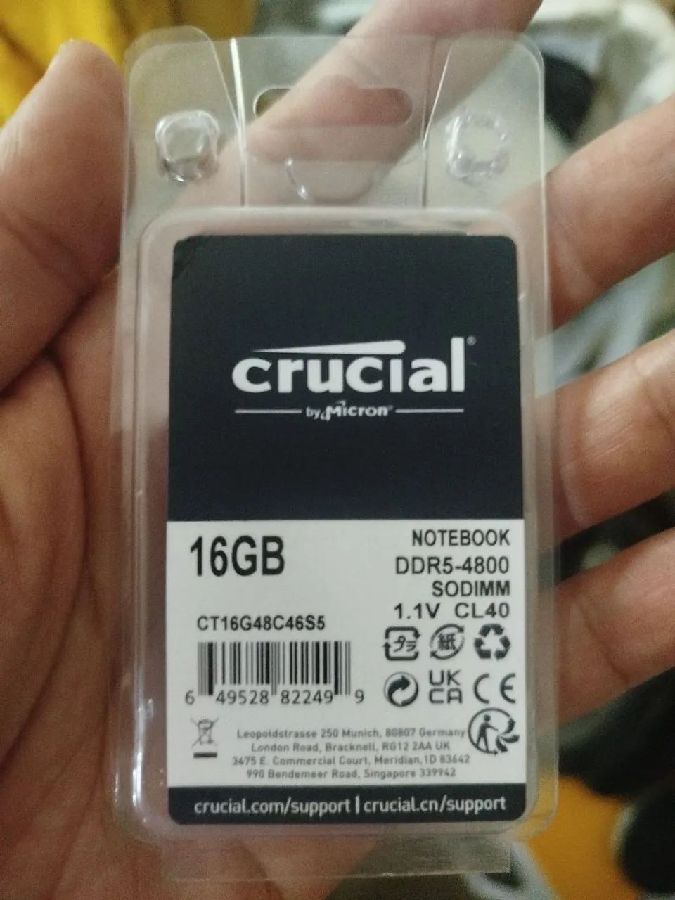 Memória 16GB DDR5 Crucial 4800MHz SODIMM. - Memória RAM - Conjunto