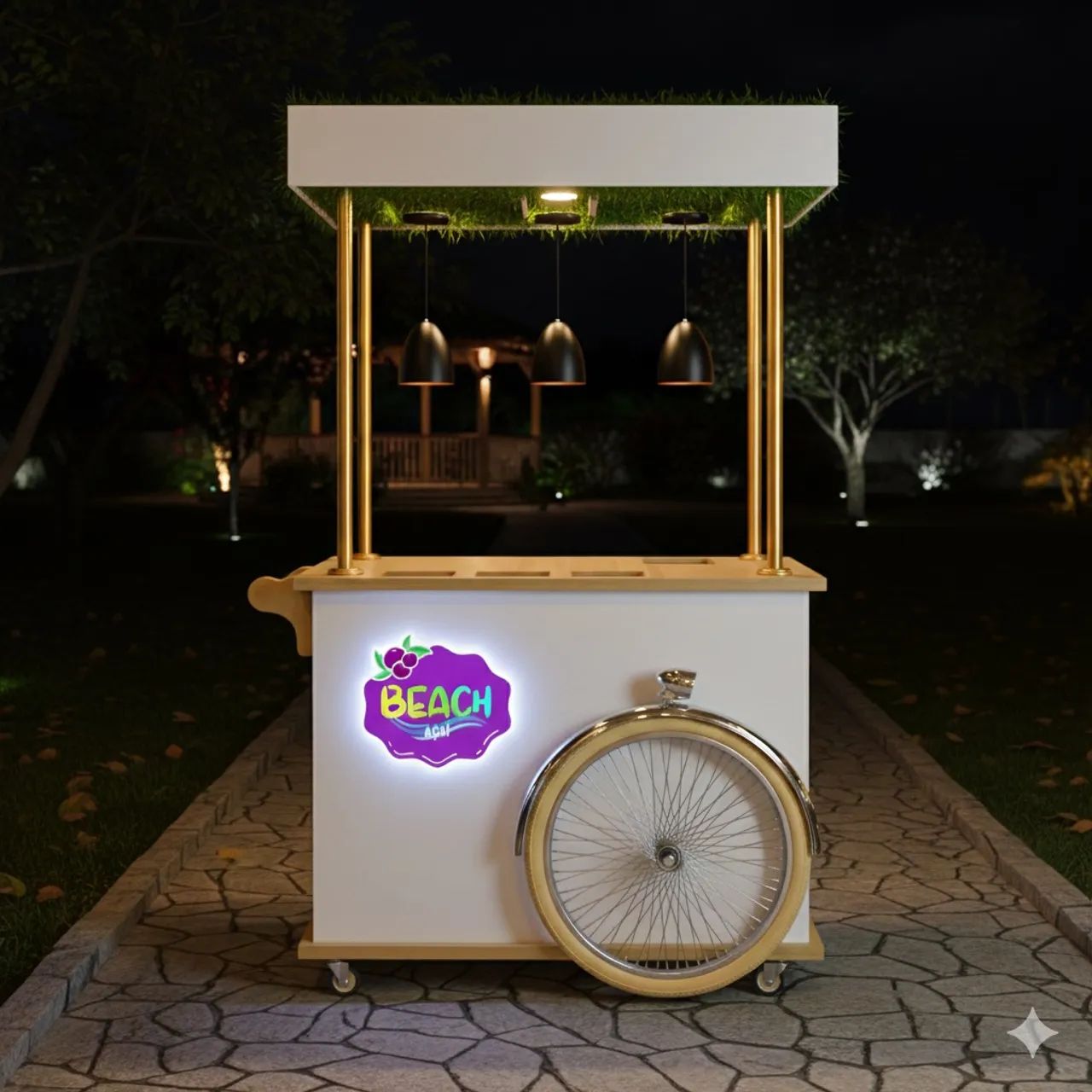 Carrinho Gourmet de Açaí / Drinks / Eventos - Estilo Retrô Luxo + Iluminação LED - Foto 5