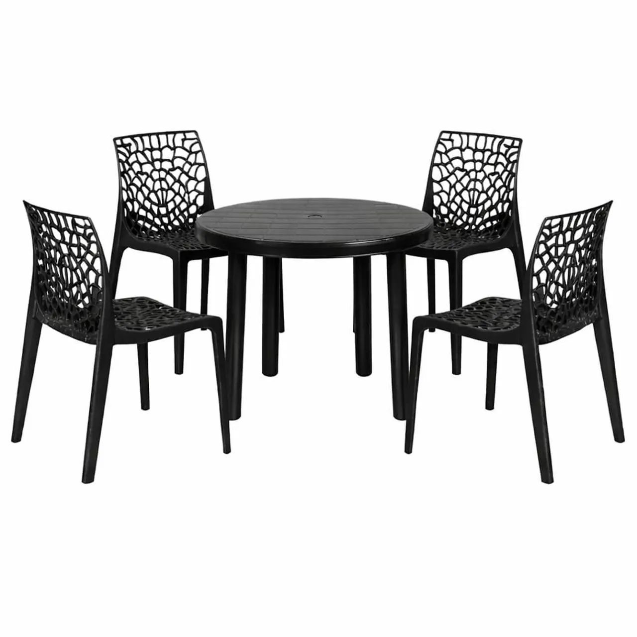 Mesa de Jantar 4 Cadeiras - Preta
