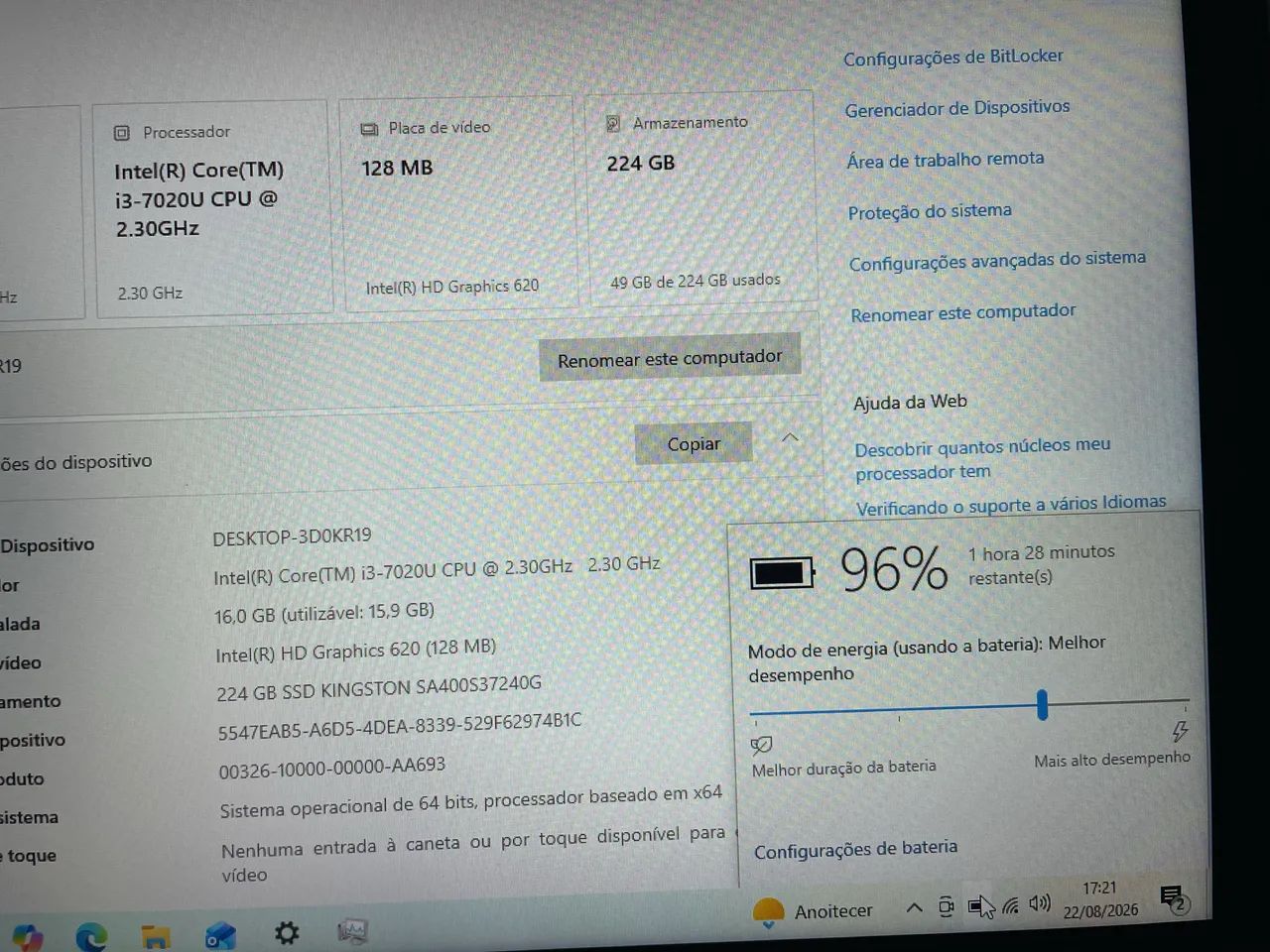 Notebook Dell I3 16Gb RAM DDR4, SSD, Bluetooth  - Foto 4
