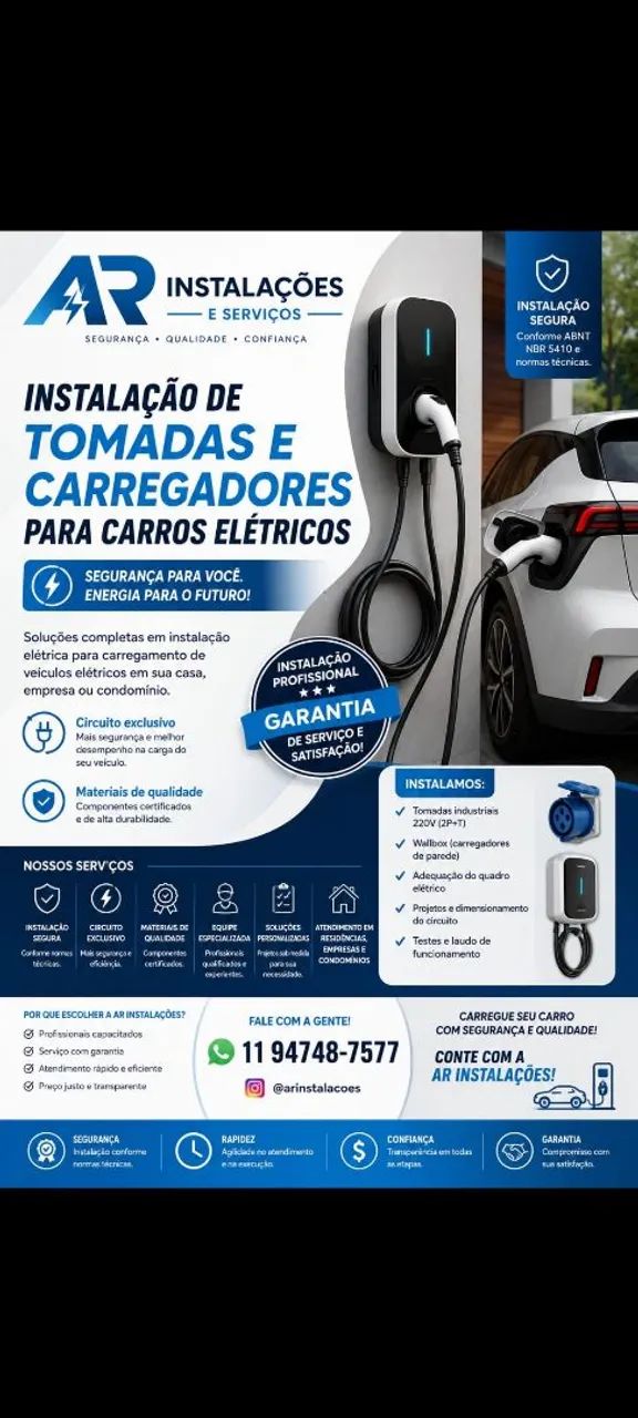 Tomadas para carros elétricos, elétrica e iluminação em geral 