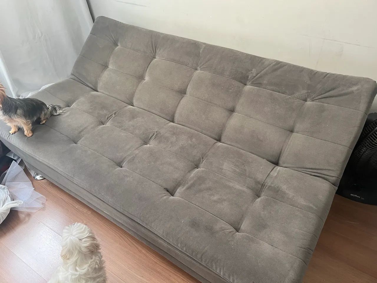 Sofá-cama 3 Lugares Casal Premium Suede Cinza - Foto 2