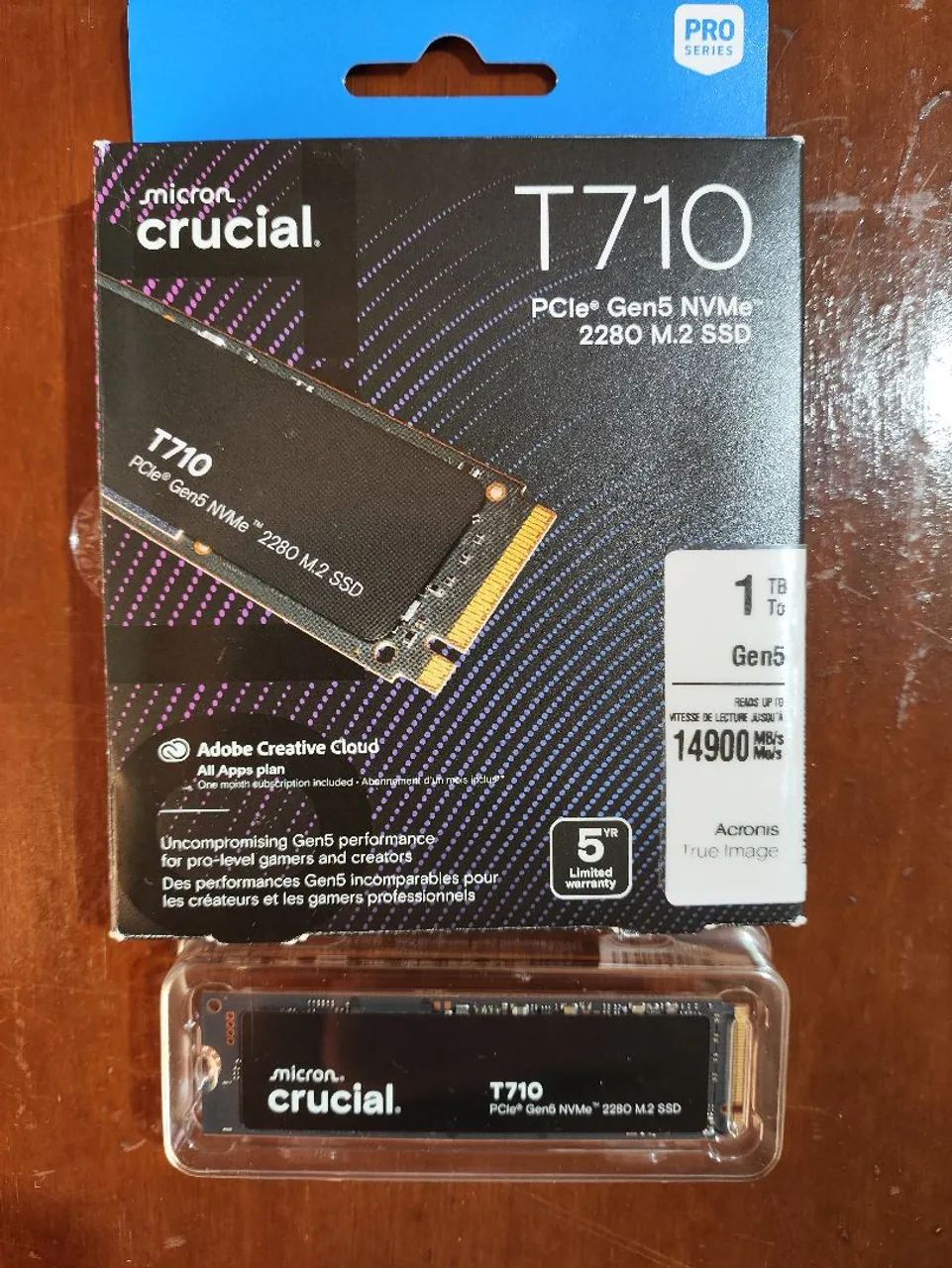 SSD: Micron Crucial T710 PCIe Gen5 NVMe  -  (1 TB) 14.900MB/s leitura/13.900MB/s escrita