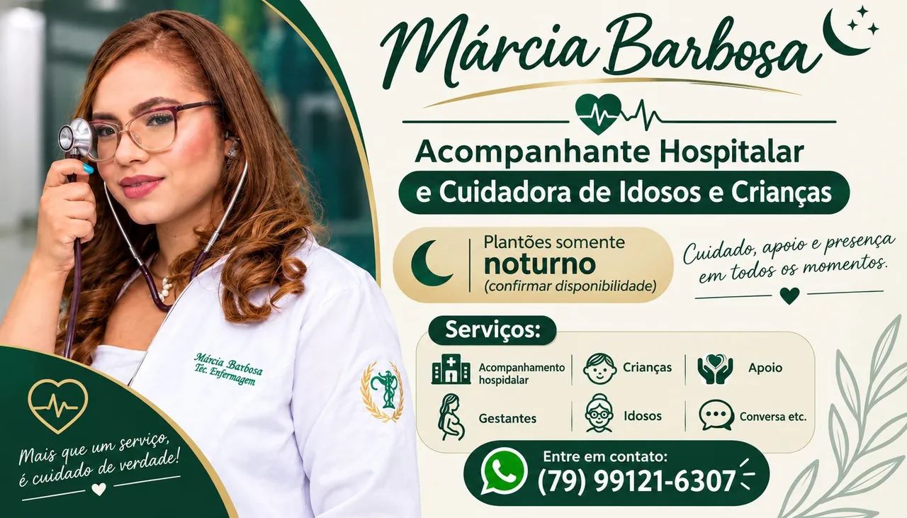 Cuidadora de idosos e acompanhante hospitalar 
