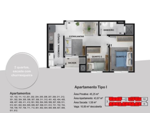 SJ PINHAIS, CENTRO, 2 QUARTOS, SACADA C/ CHURRASQUEIRA, ENTRADA PARC. - Foto 5