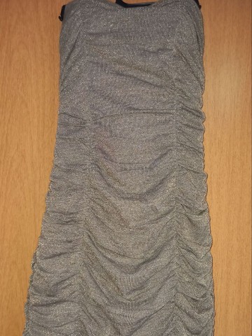 Vestido Curto de Festa da Chiffon Ouro/cinza