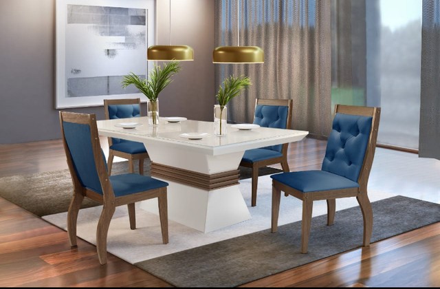 Sala mesa jantar com 4 cadeiras tampo de vidro ZAP *  - Foto 5