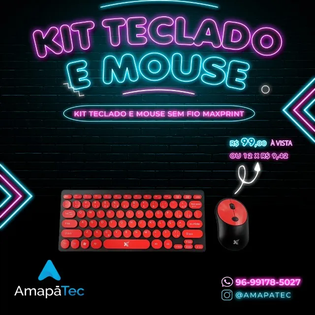 Jogo Teclado E Mouse S/ Fio Freestyle + Mousepad Preto