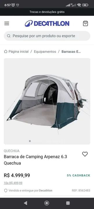 Barraca camping 6.3 quechua na garantia ainda