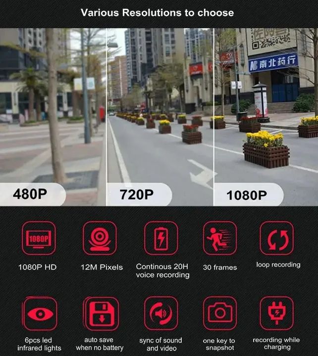 Mini Câmera Pessoal Vandlion espiã/Filmadora Externa CORPORAL/FULL HD1080p/Esportiva - Foto 3