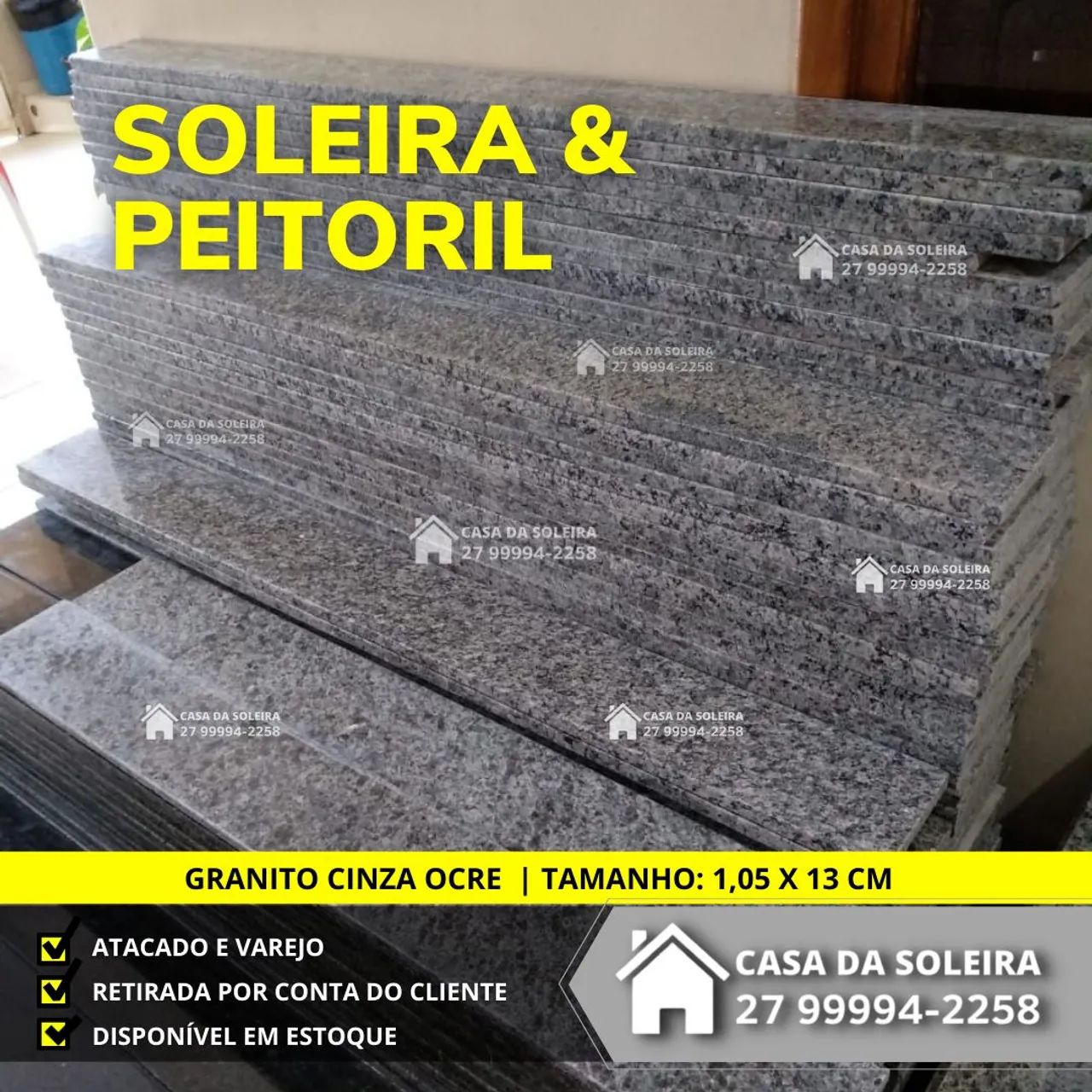 SOLEIRA  E PEITORIL DE GRANITO 1,05 X 13 CM | *