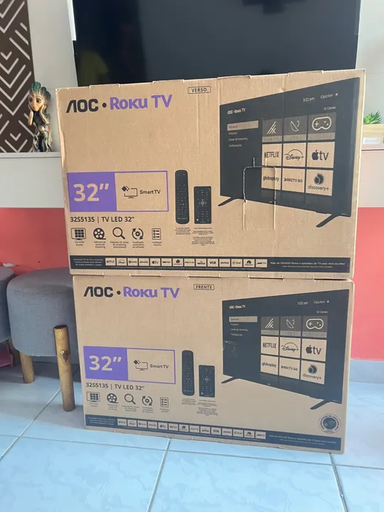 Tv AOC 32 LED Roku tv nova lacrada