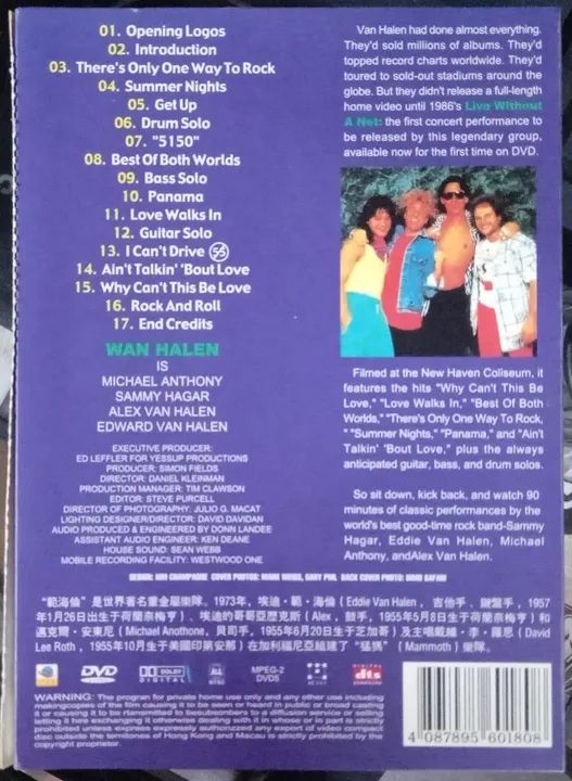 DVD Importado Van Halen Live Without a Net c/ luva - Foto 3
