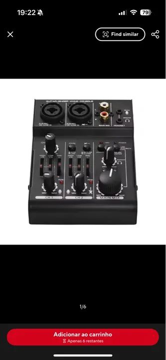 Interface  e Mesa de Som 2 Canais