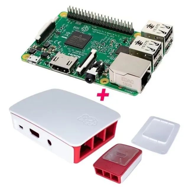 Raspberry Pi 3 Model B vai junto a Case vermelha e branca - Peças de ...