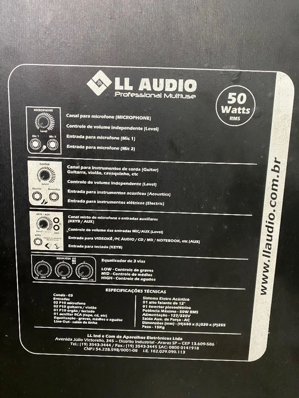 CAIXA AMPLIFICADA LL AUDIO LL200 50 WTS - Foto 5