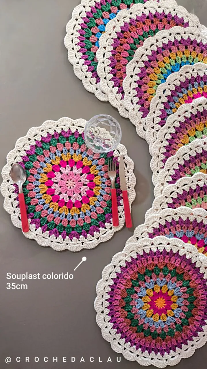 Sousplat em Crochê Colorido - 35cm