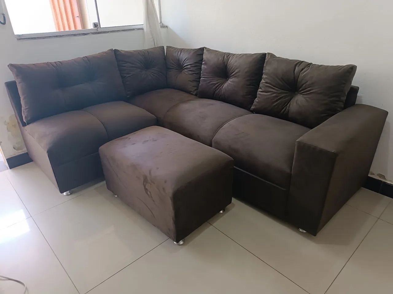 Sofá de Canto Marrom - Novo, 5 lugares! - Foto 5