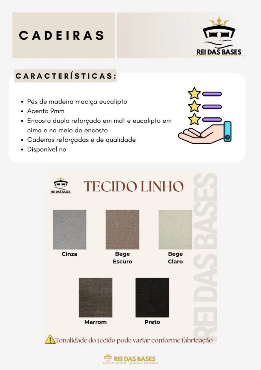  Cadeiras Estofadas e Reforçadas 100% Eucaliptos  - Foto 5