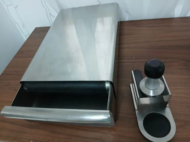 Gaveta porta borra de cafe + tamper com suporte 