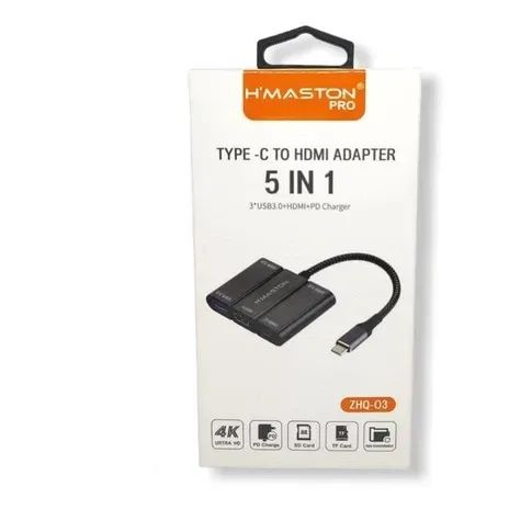 Adaptador Tipo C para HDMI 5 em 1 4K 3Usb 3.0 Hdmi Pd Charger Hmaston zhq-03