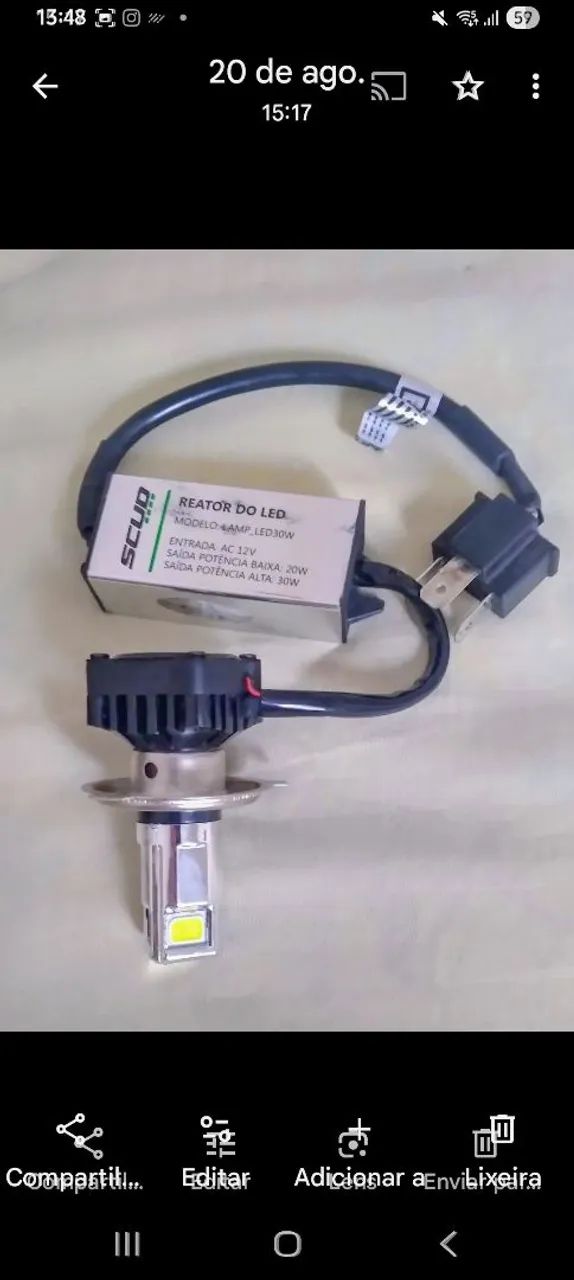 Lâmpada de Farol LED Universa Noval Scud para Motocicletas