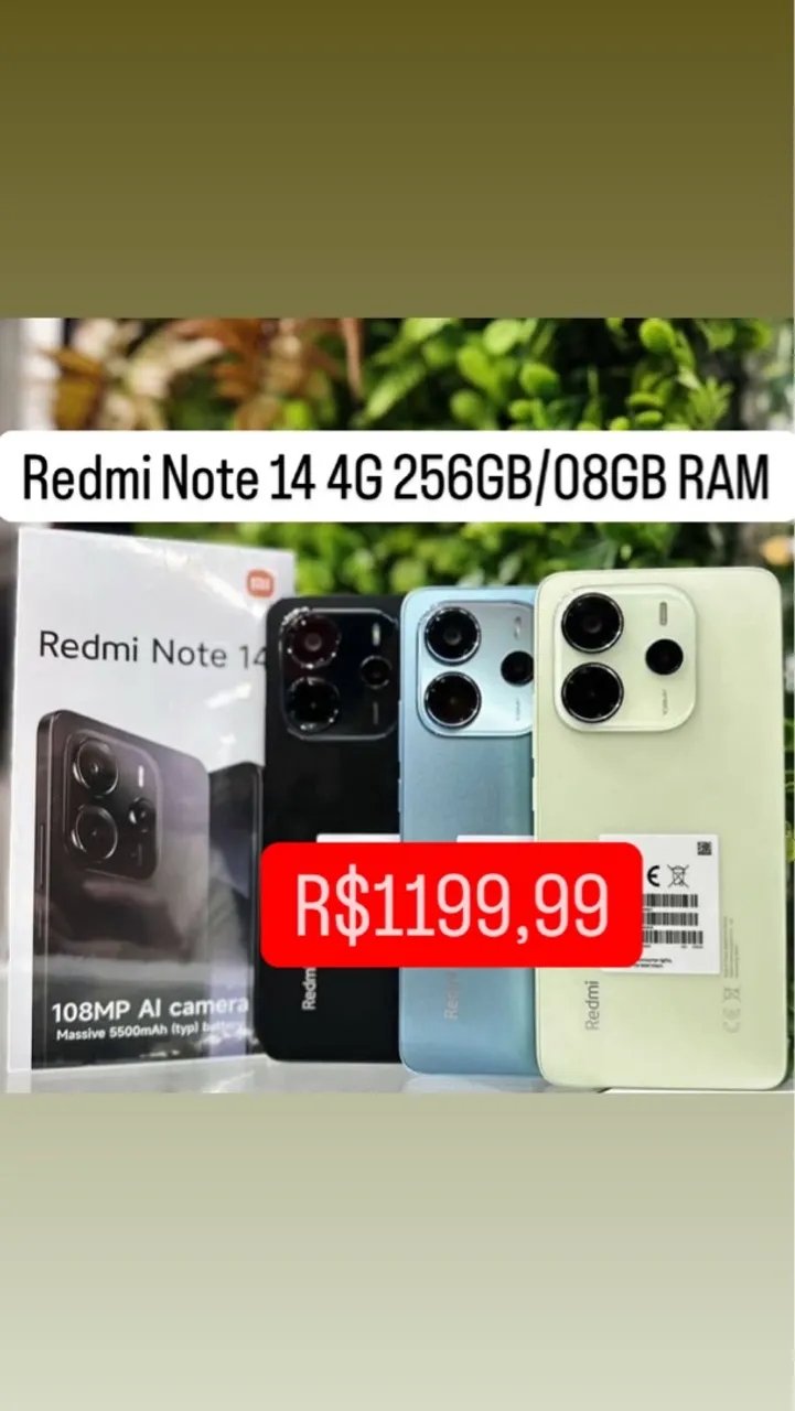 Redmi Note 14 4G 256GB/08GB RAM Capa e Película Brinde Entregamos 