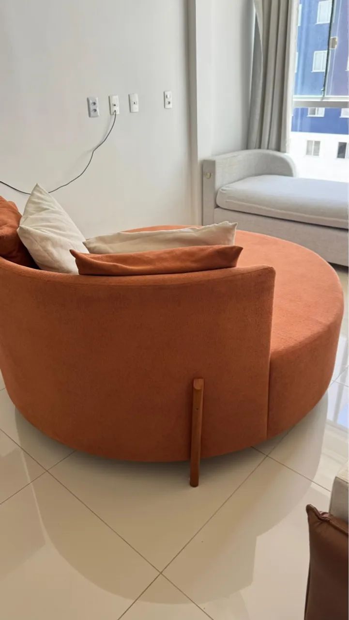 Terracotta Bouclé Round Chaise Sofa64842030899713121
