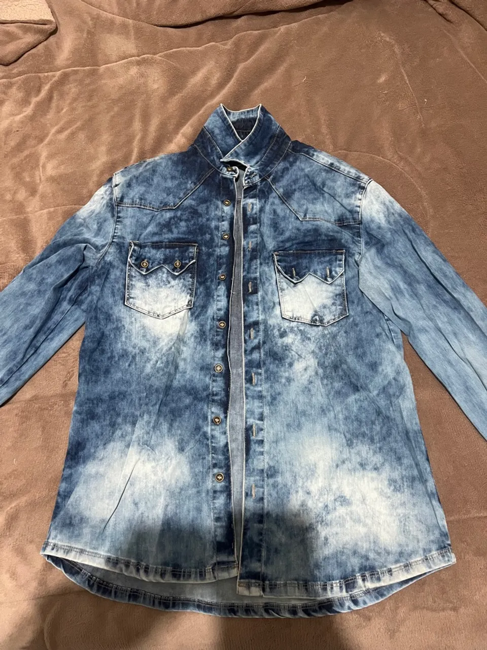 Camisa Jeans Azul Claro Estonada