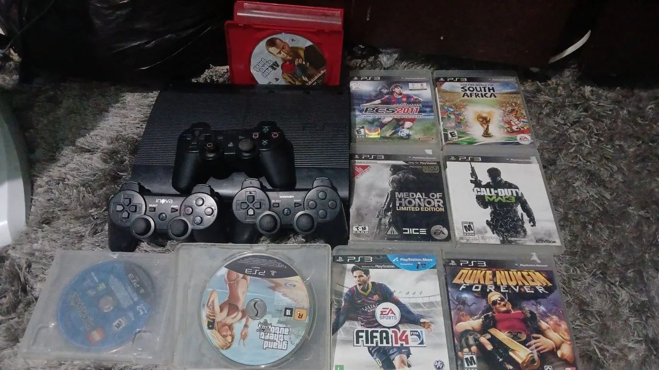 Ps3 super slim completo com defeito peguei assim está sem parafusos 